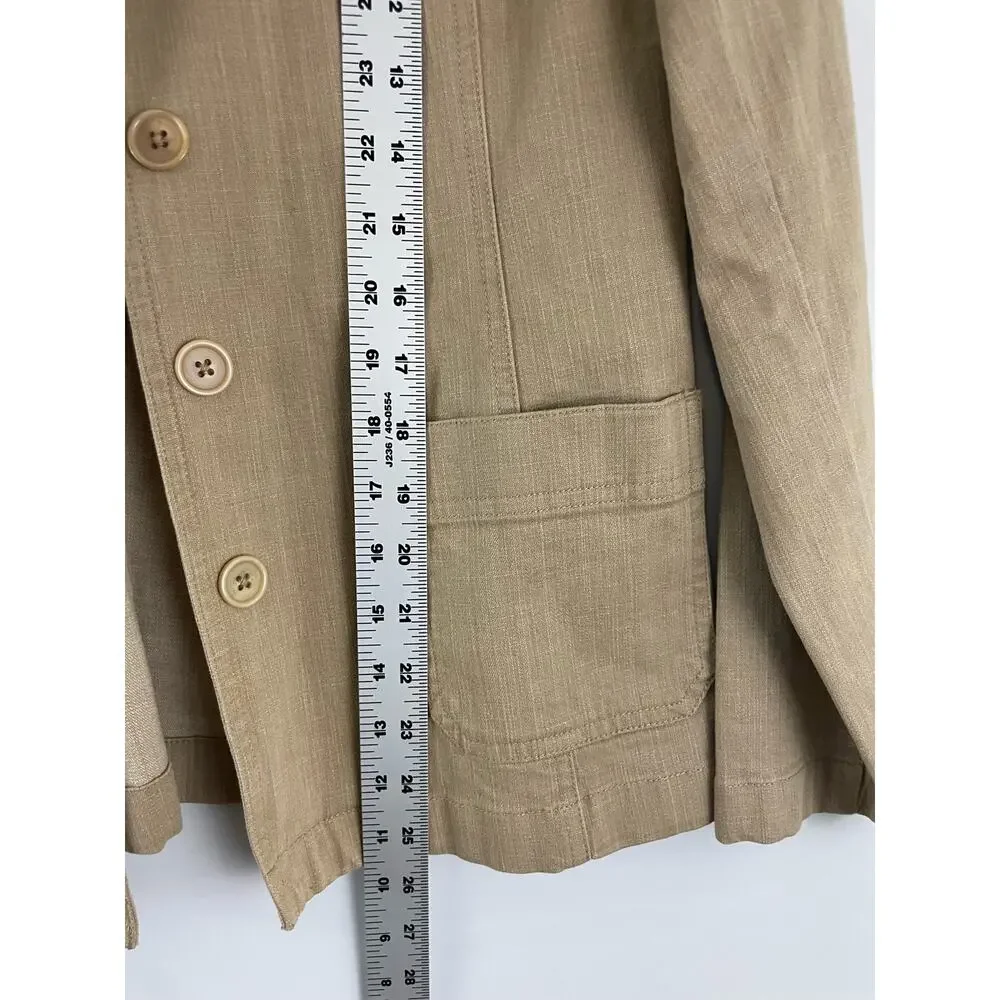 Ann Taylor Size 4 Women's Blazer Jacket Brown Tan Button  Jacket Work Cotton - Picture 10 of 11